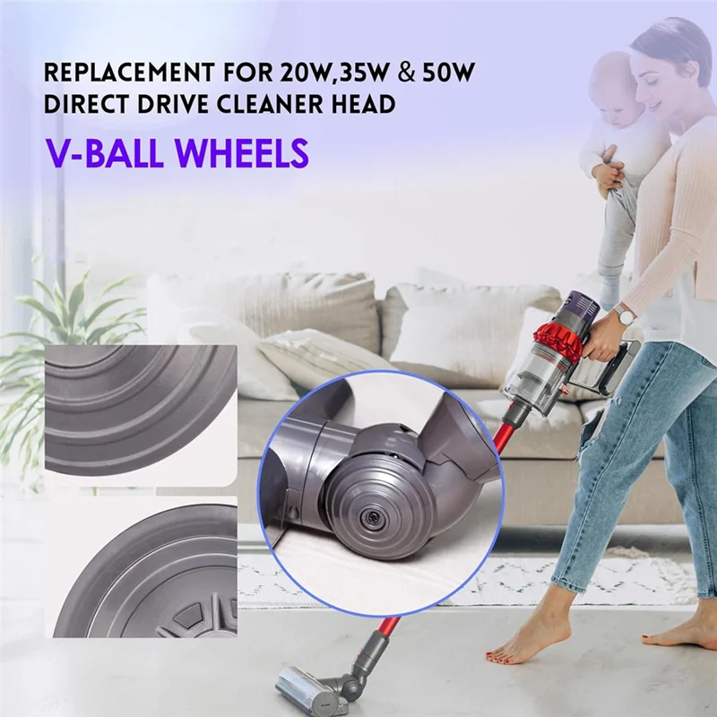 

ABVJ-Quick-Release Motor Head With Ball Wheel Replacement Set For Dyson V7 V8 V10 V11 V15 Vacuum Anti-Tangle Floor Brush Head