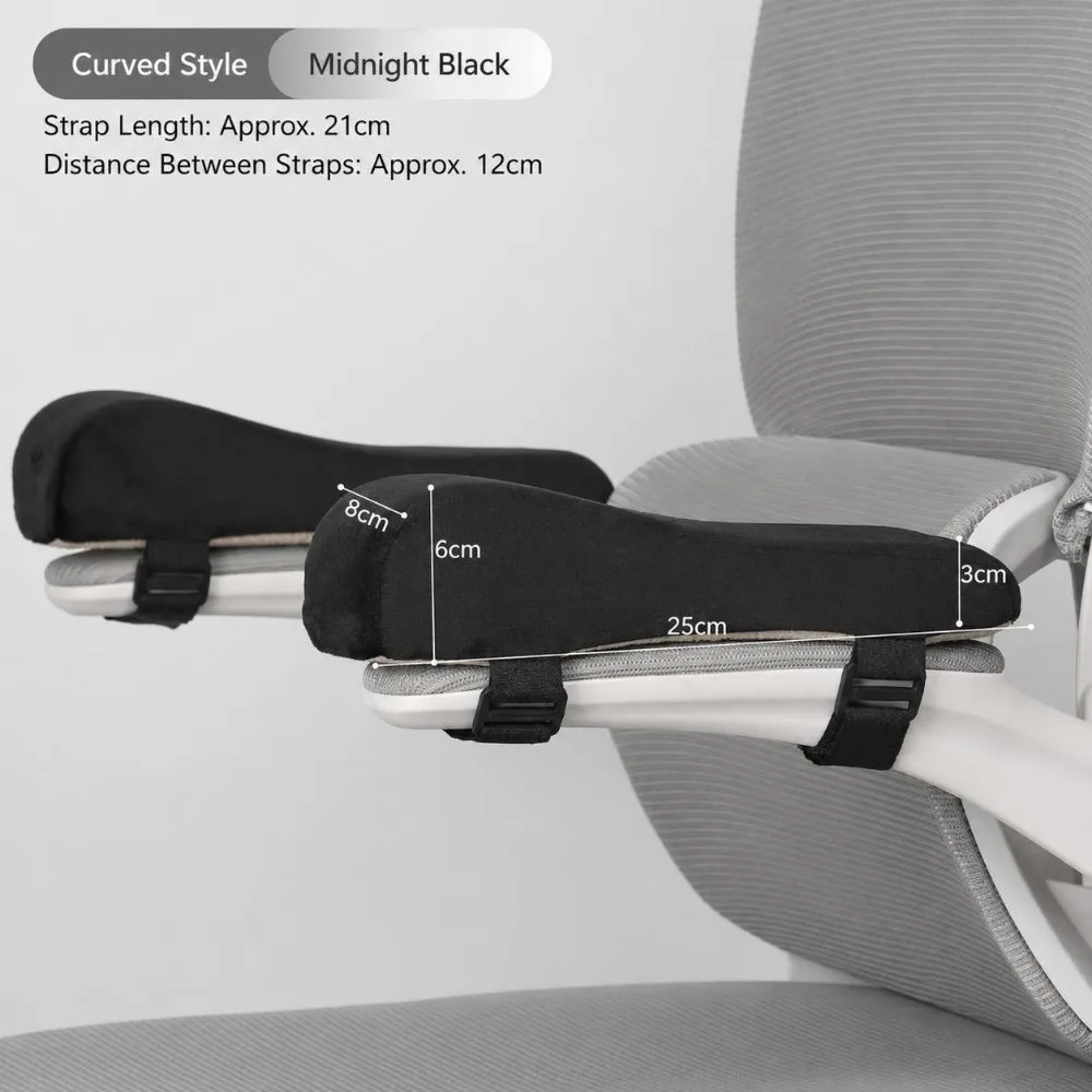 Sponge Foam Chair Armrest Pad Thick Cushion Fasten Strap Elbow Support Cushion Adjustable Belt Curve Design