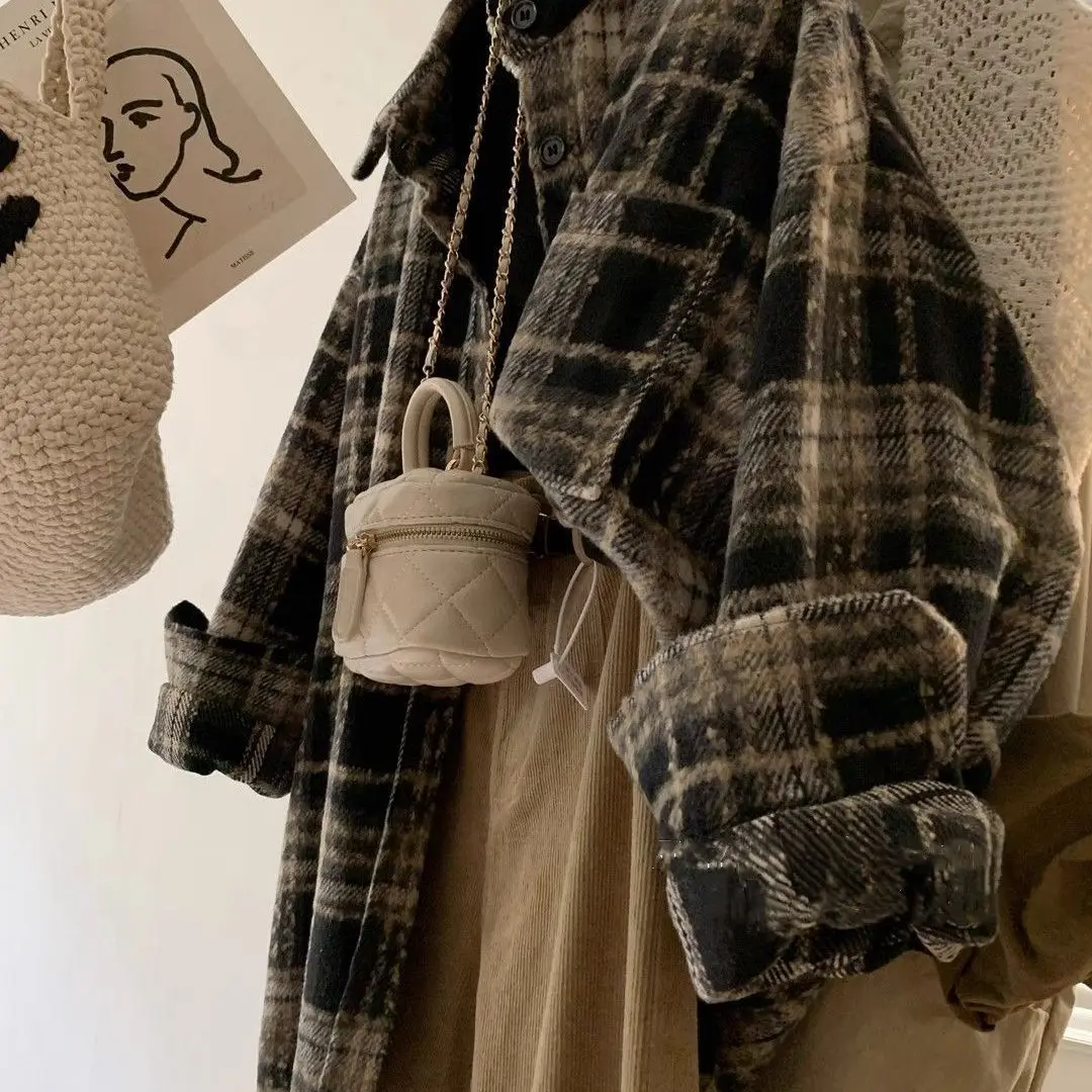 트위드 재킷 여성용 겨울 긴팔 클래식 빈티지 부드러운 실루엣 슬림핏 울 스팽글 주름 개성