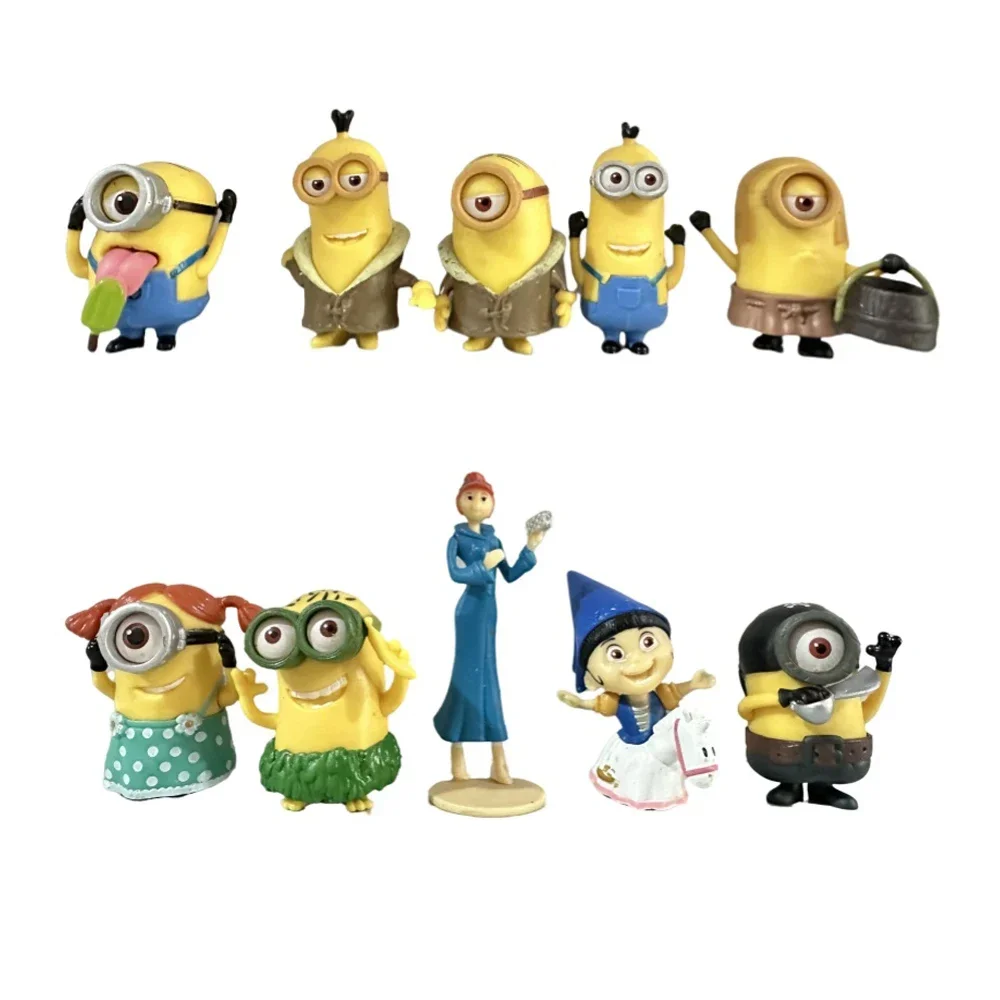 Juguetes Kawaii en cápsula, 10 unidades/juego, Minions despreciables, Kevin, Bob, ojos 3D, Lucy, Agnes, figuras de acción clásicas, juguetes, regalos de Navidad