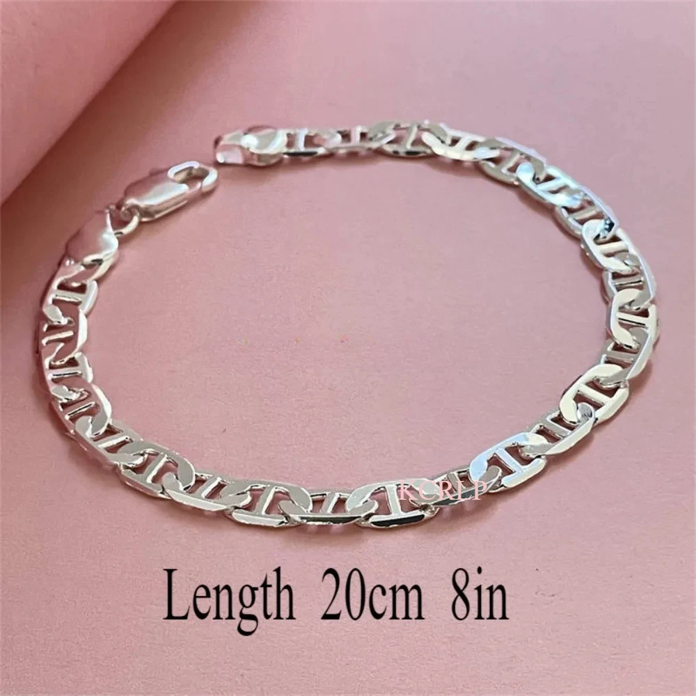 Hot charms 925 Sterling Silver Originality 6mm Side Shaped Bracelet for Men Women Jewelry Y2k Noble Wedding Party Gift 20cm view 4