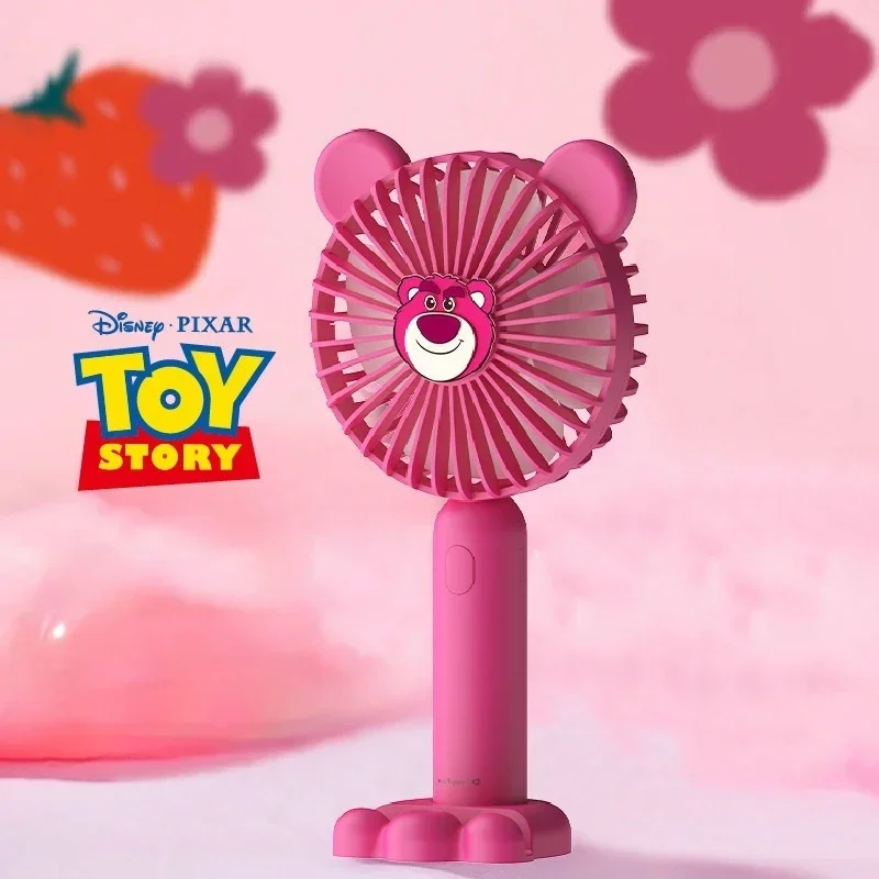 Disney Mini Rechargeable Desktop Fan Cartoon Cute Lotso Strong Wind 3-speed Portable Fan Children's Toy Gifts Anime Peripherals