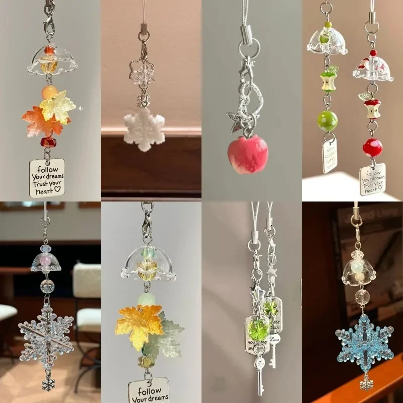 Snowflake Winter Phone Charm Minimalist Trendy Pendant Simple Versatile Ornament Gift for Lovers Friends