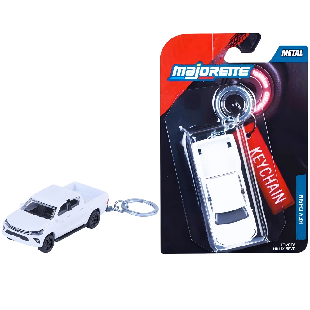 Majorette Diecast Automodel Sleutelhanger – Ford Raptor/Mustang Dark Horse/Toyota Hilux Revo Rood&Wit Voertuig Sleutelhanger