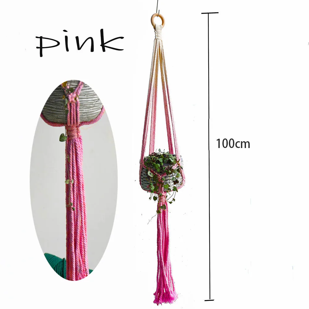 Gradient  color Macrame indoor colorful hanger for plant  Macrame plant pot holder