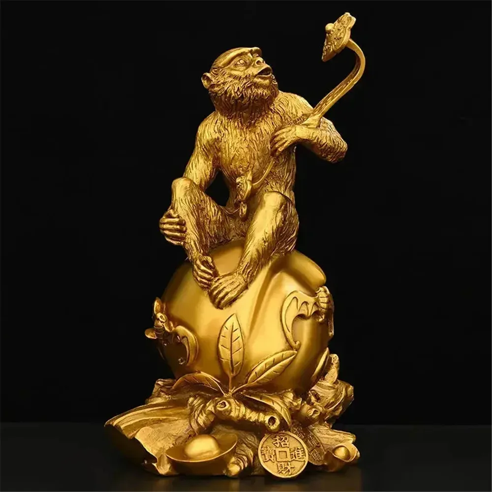 

Feng Shui Attract Wealth Copper Animal Ruyi Monkey Ornaments Zodiac Blessing Life Home Living Room Decor