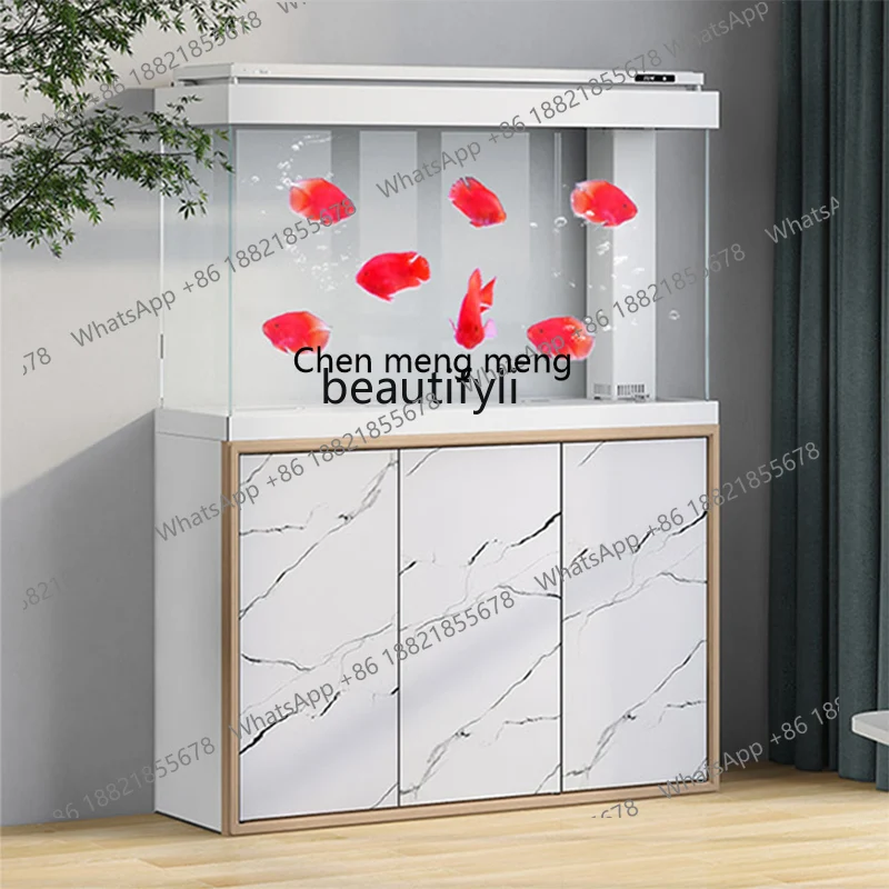 Living room large bottom filter aquarium household ultra-white glass fish tank floor screen tank free of water change