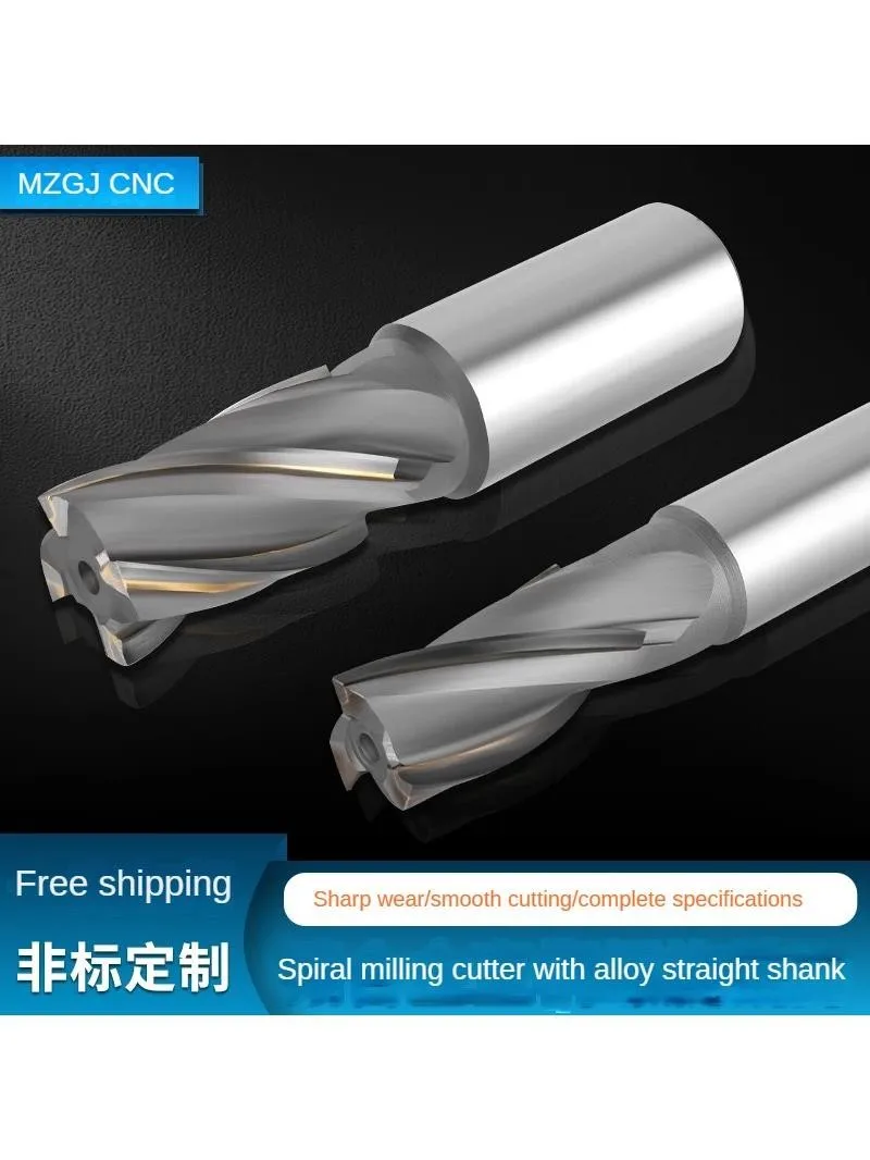 Fraise en spirale en alliage dur intégré à tige droite, fraise en acier au tungstène soudé 3F 4F φ12 14 16 20 25 30 40 50