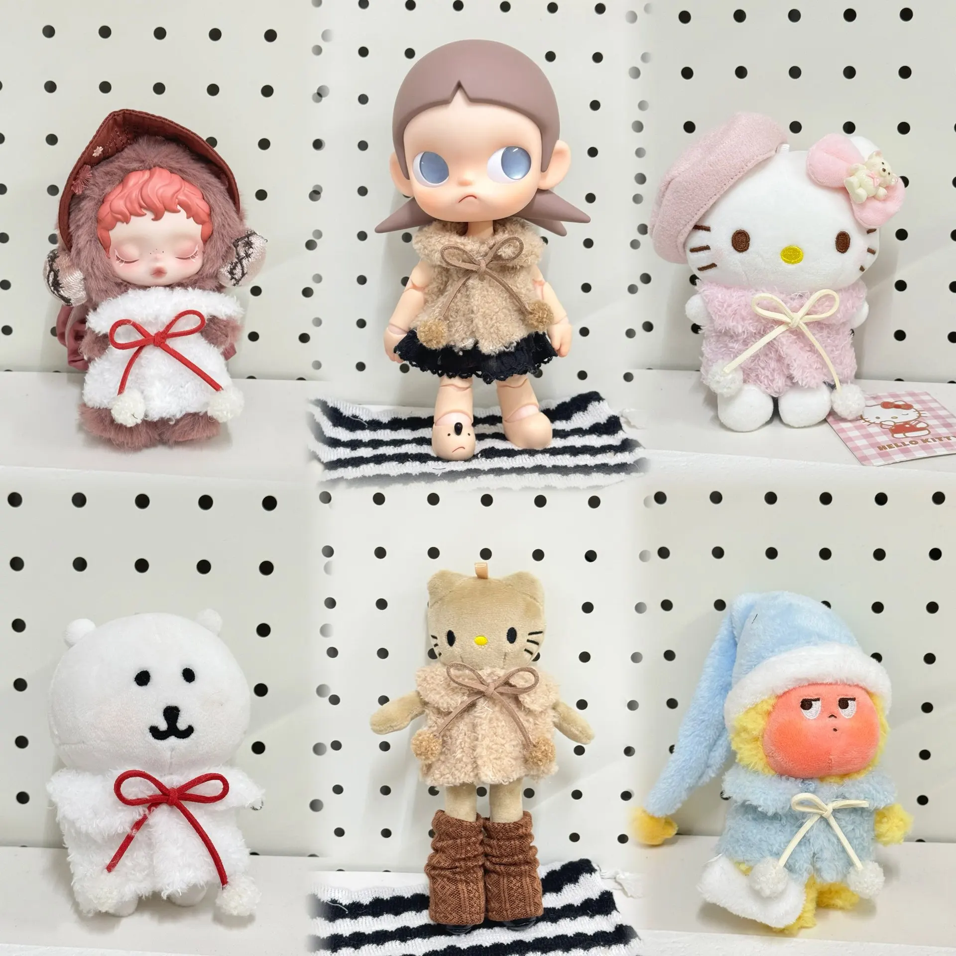 Hot-selling 10cm Plush Bow Vest High-value Suitable for Labubu Sweet Style Doll Clothes Long-legged Kitty Accessories