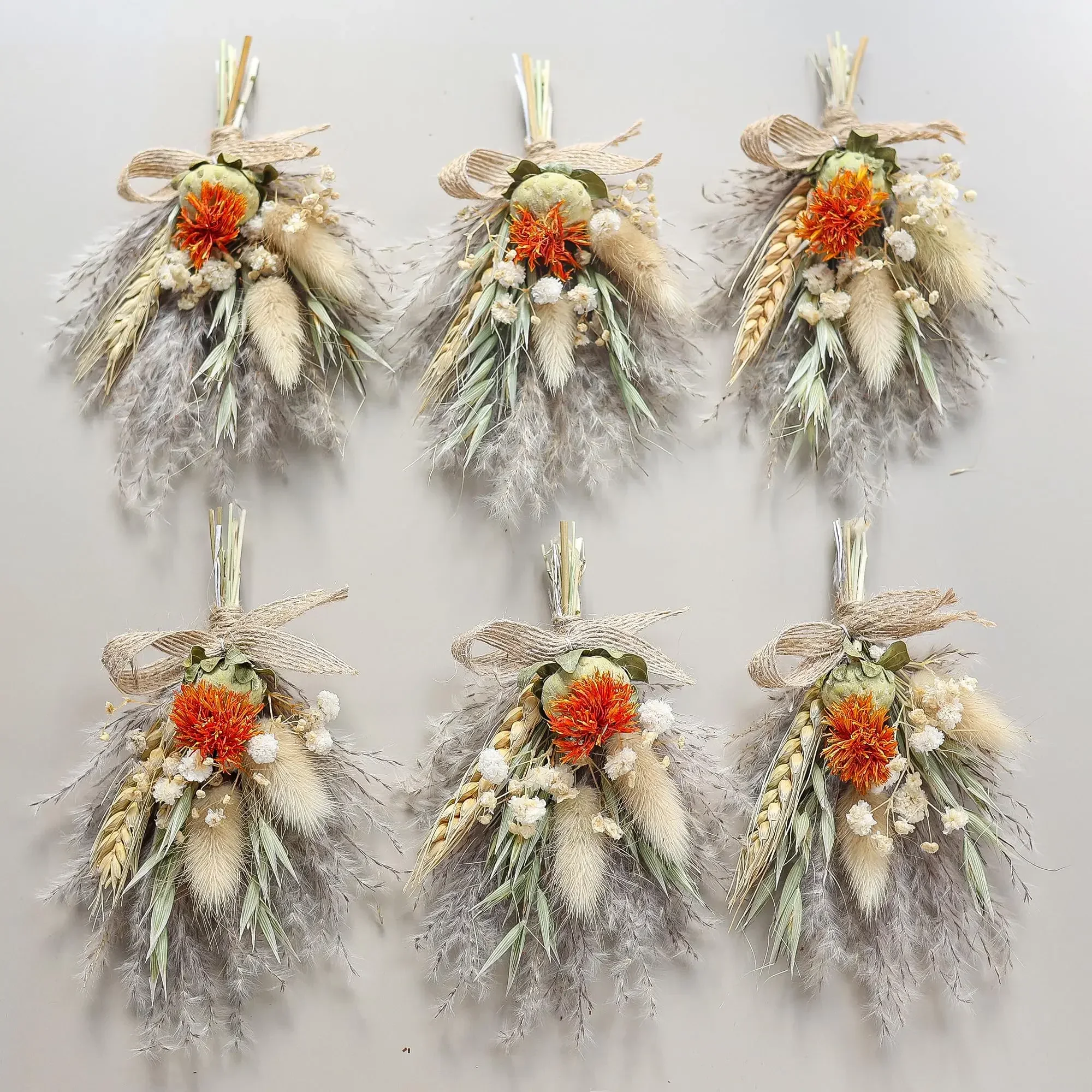 Mini Rose Pampas Grass Bouquets Dried Flower Bundles Natural Plant for DIY Craft Card Decoration Photo Props Home Wedding Decor