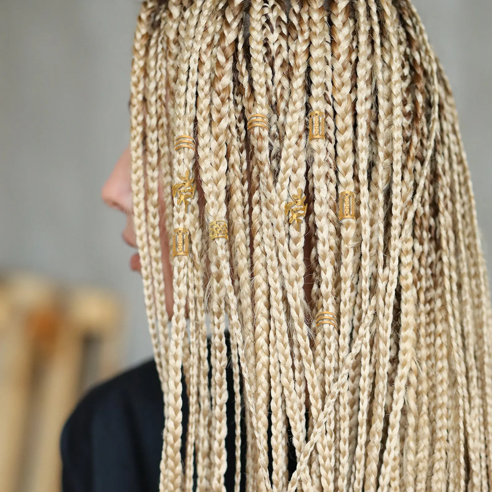

40Pcs Hollow Iron Hair Extension Rings for Dreadlocks Braids DIY Styling Viking Pirate Hair Jewelry Cuffs Decorations