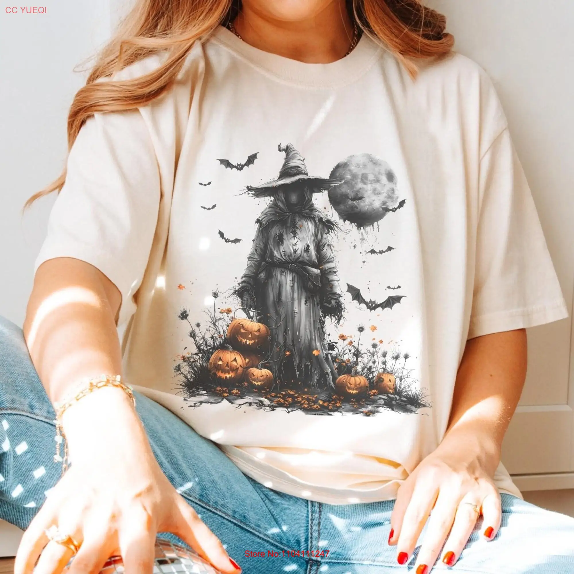 Футболка со страшками на Хэллоуин, удобные цвета, длинные или Короткие рукава
