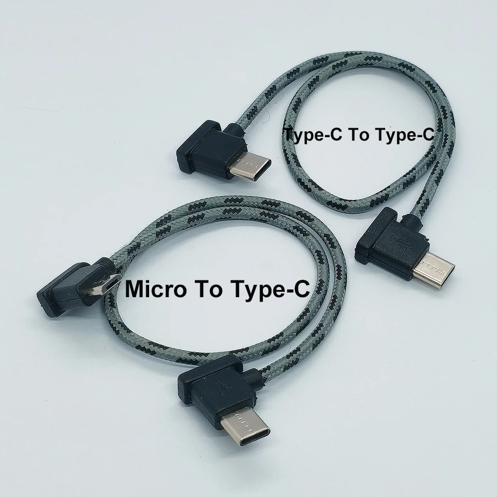 1 Stück geflochtenes Typ-C-auf-Micro-USB- und Typ-C-auf-Typ-C-Datenkabel für DJI Mavic3 Mini 2 Air2 Air3 Drohnen-Fernbedienung – Detail 1