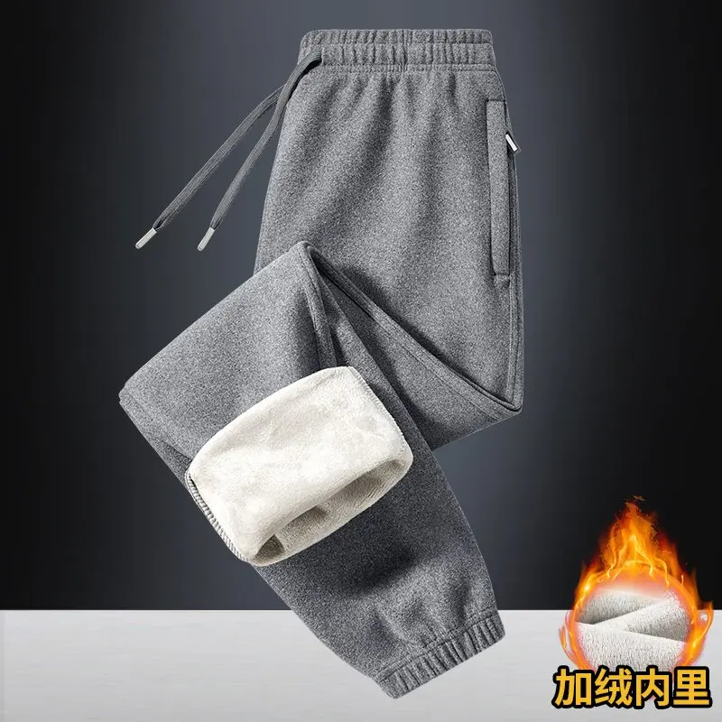 موضة الشتاء الاتجاه بلون مع السراويل الدافئة السميكة القطيفة للرجال الرياضة فضفاضة غير رسمية بالإضافة إلى السراويل كبيرة الحجم عالية الجودة