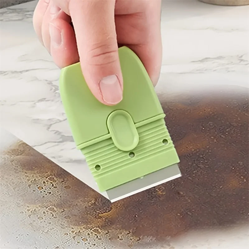 Raspador Multifuncional de Dupla Face para Remoção de Cola de Azulejos e Tinta, Ferramenta de Limpeza Portátil com Tampa de Segurança
