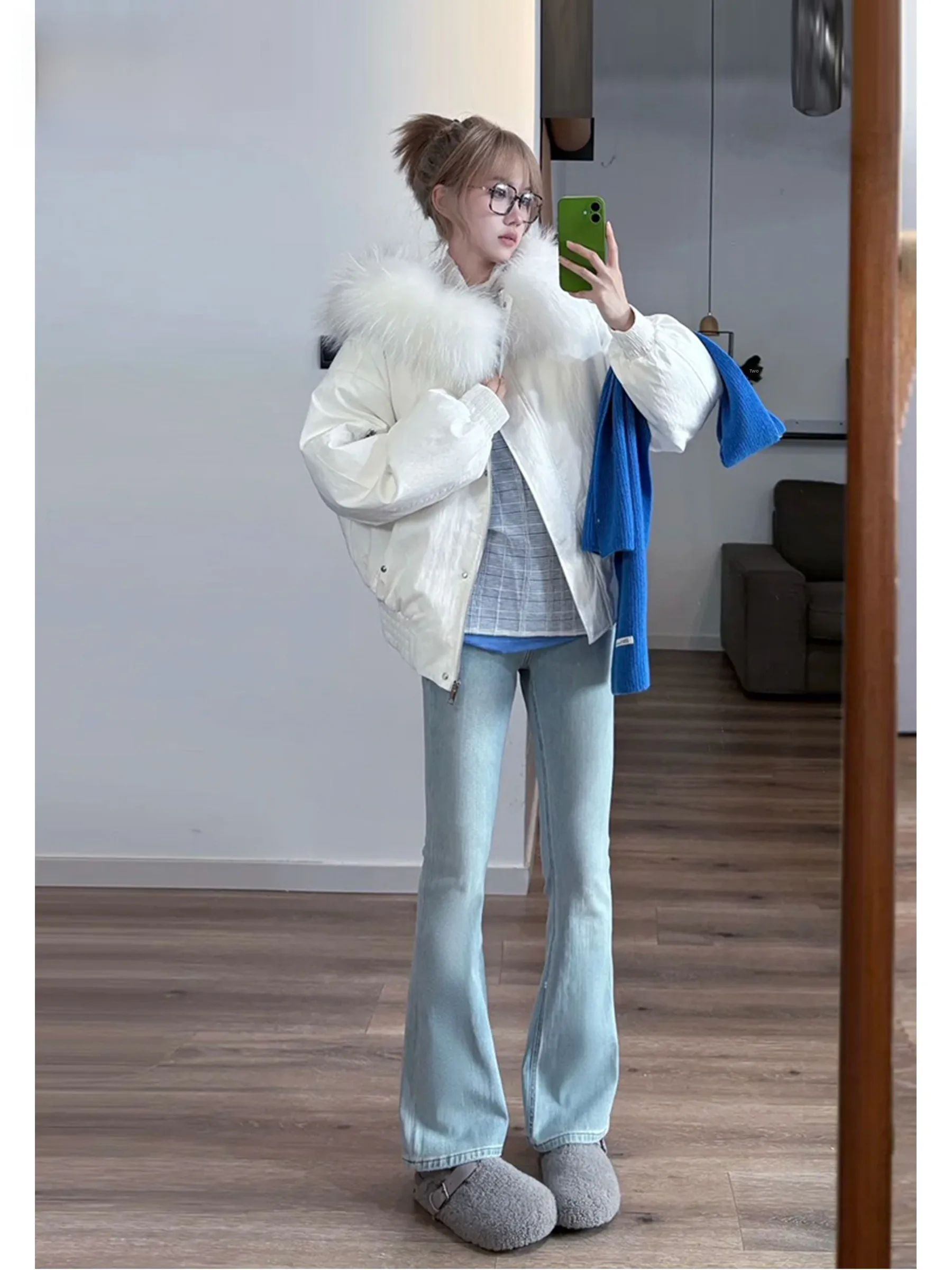 

High Waist Bell Bottom Jeans Women's Light Blue Slim Fit Design Summer Long Ankle Bootcut Denim Pants American Style Button C...