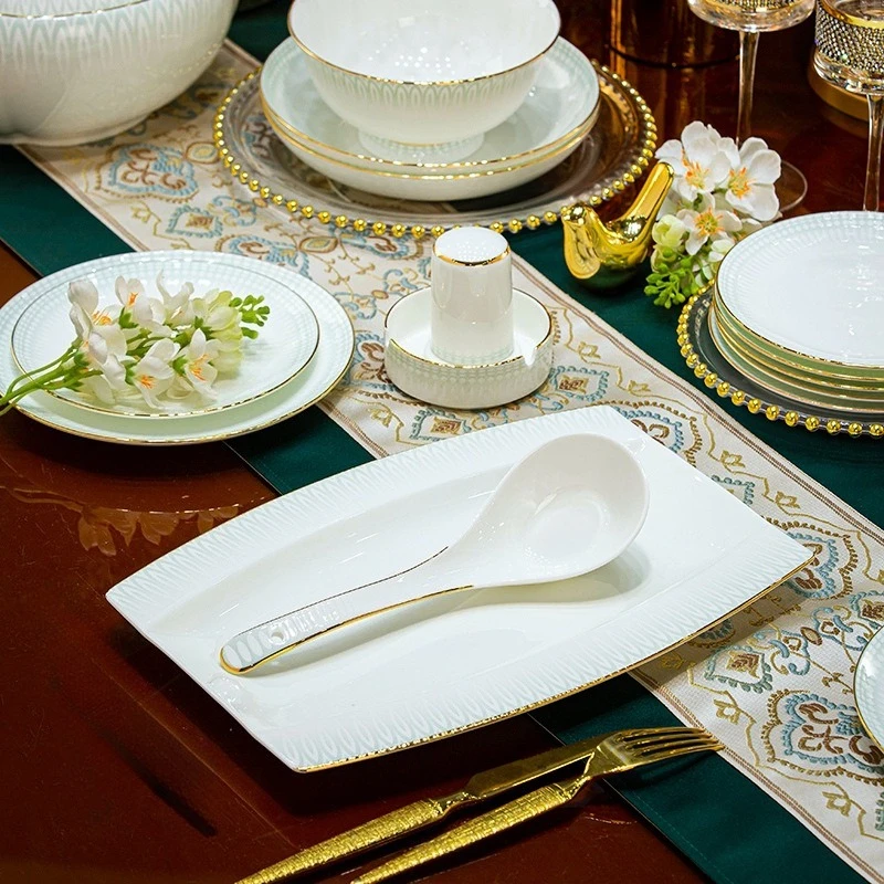 High-end bone china tableware, dishes, plates, combinations,full set of gifts,ceramics, simple bowls and chopsticks for home use