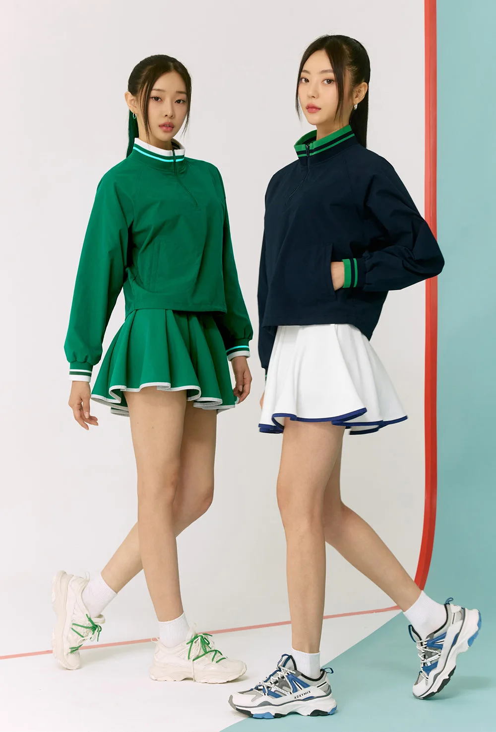 2024 Spring and Autumn Casual Sports Skirt Set Contrasting Sports Running Jacket with Golf Culottes Tennis Skirt