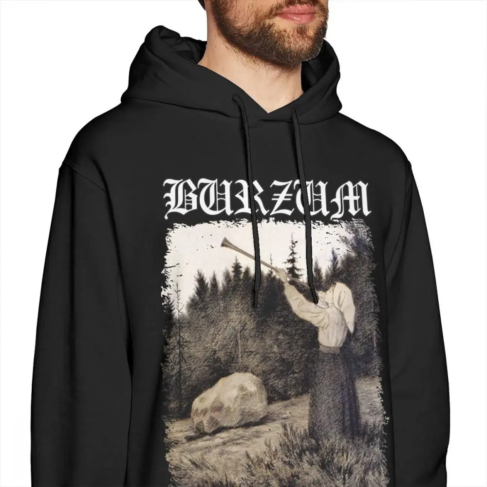 Burzum-Sweat à capuche gris pour homme, pull en coton, long, cool, hiver