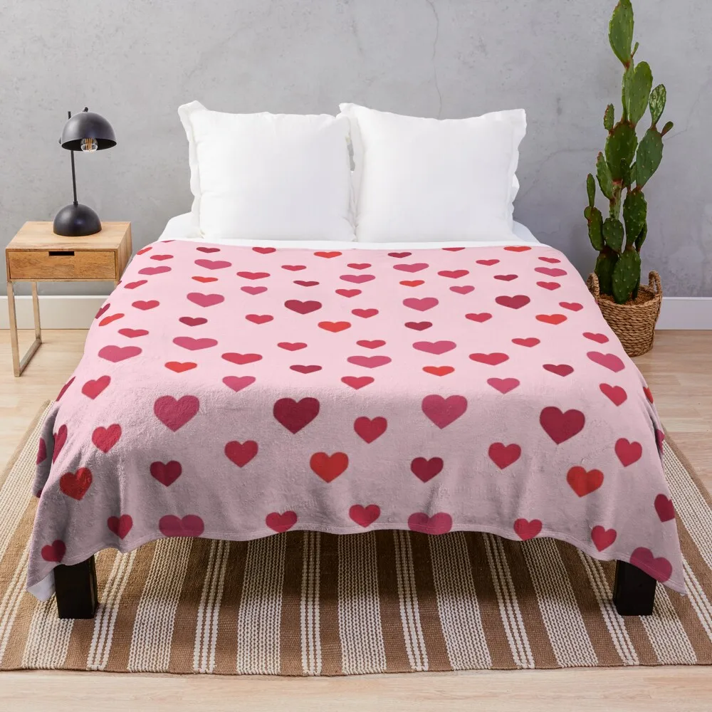 Pink heart pattern Valentines day hearts Throw Blanket Luxury Luxury Designer sofa bed wednesday Blankets