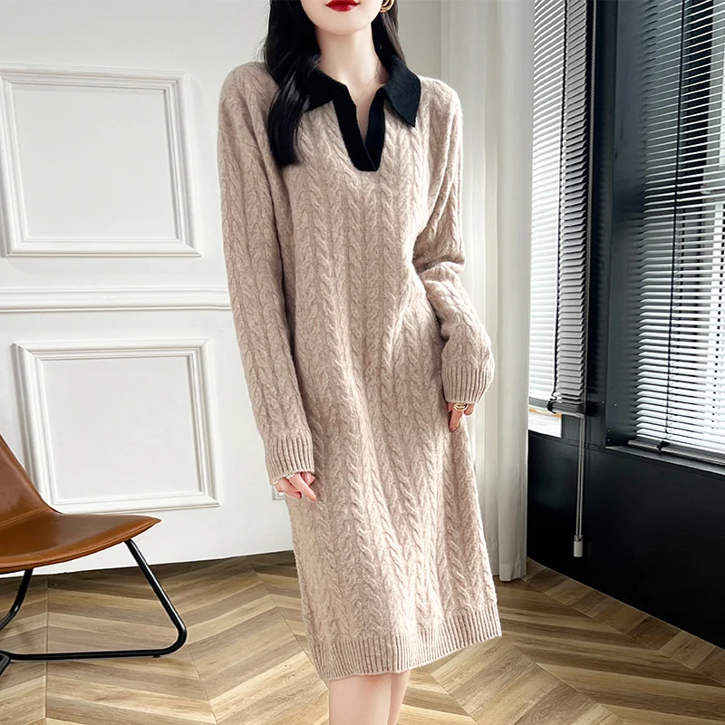 2024 Autumn/Winter Long Pullovers Hot Sale Women Cashmere Big Size Sweaters 100% Wool Knitted Loose Sweaters Leisure Warm Tops