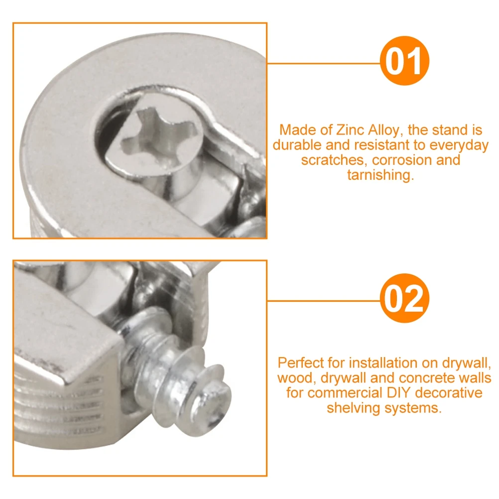 

10pcs Layer Plate Zinc Alloy Shelf Fixer 3 in 1 Screw-in Dowel Eccentric Plate Holder Furniture Connection Fitting for Cabinet