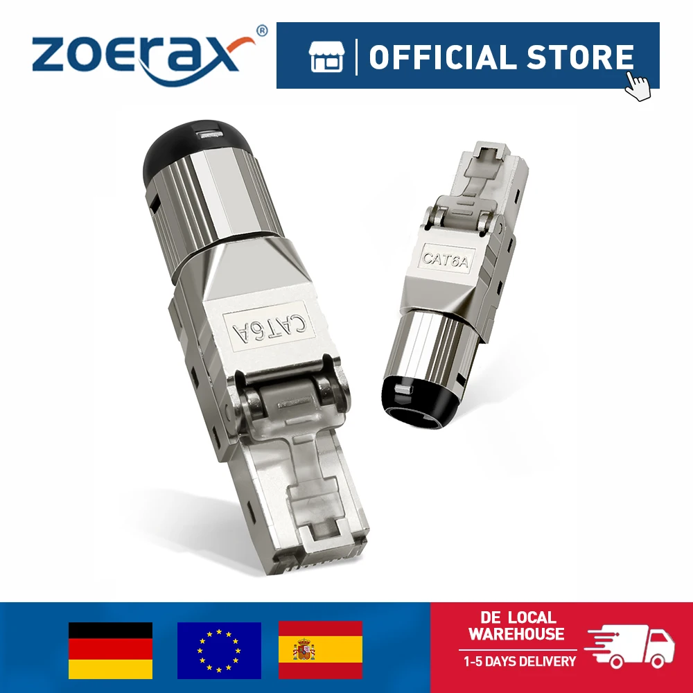 ZoeRax 6/12 pièces connecteurs RJ45 Cat6A prise de terminaison modulaire blindée sans outil 500MHz 10G câble LAN pour 23AWG-24AWG
