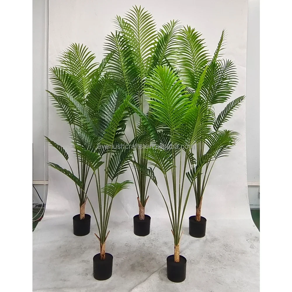 New Design 130-210cm Palm Tree Artificial Tree Plant Potted Plastic Leaf and Ornamental outdoor indoor for Home Decor Office