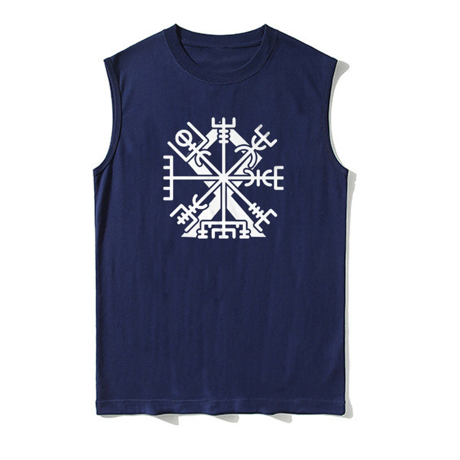 Nordic Warrior Valhalla Norse Vegvisir Symbol Othala Rune Tanktop 100% Cotton O-Neck Summer Casual Mens Vest Sleeveless T-shirt