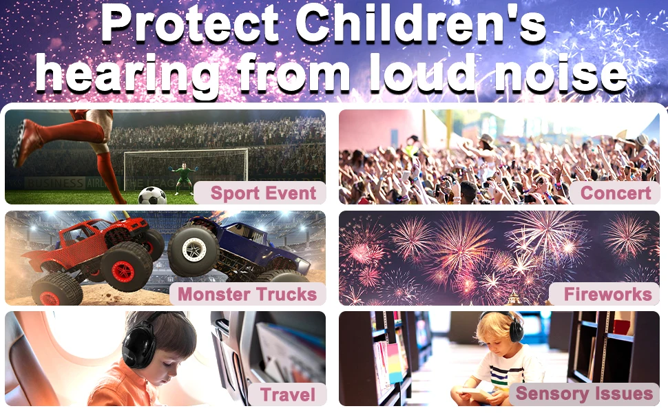 ZOHAN Kids Noise Reducing Earmuff Safety Hearing Protection Headphone for Autism Children Foldable EarCups Passive Defender 25dB