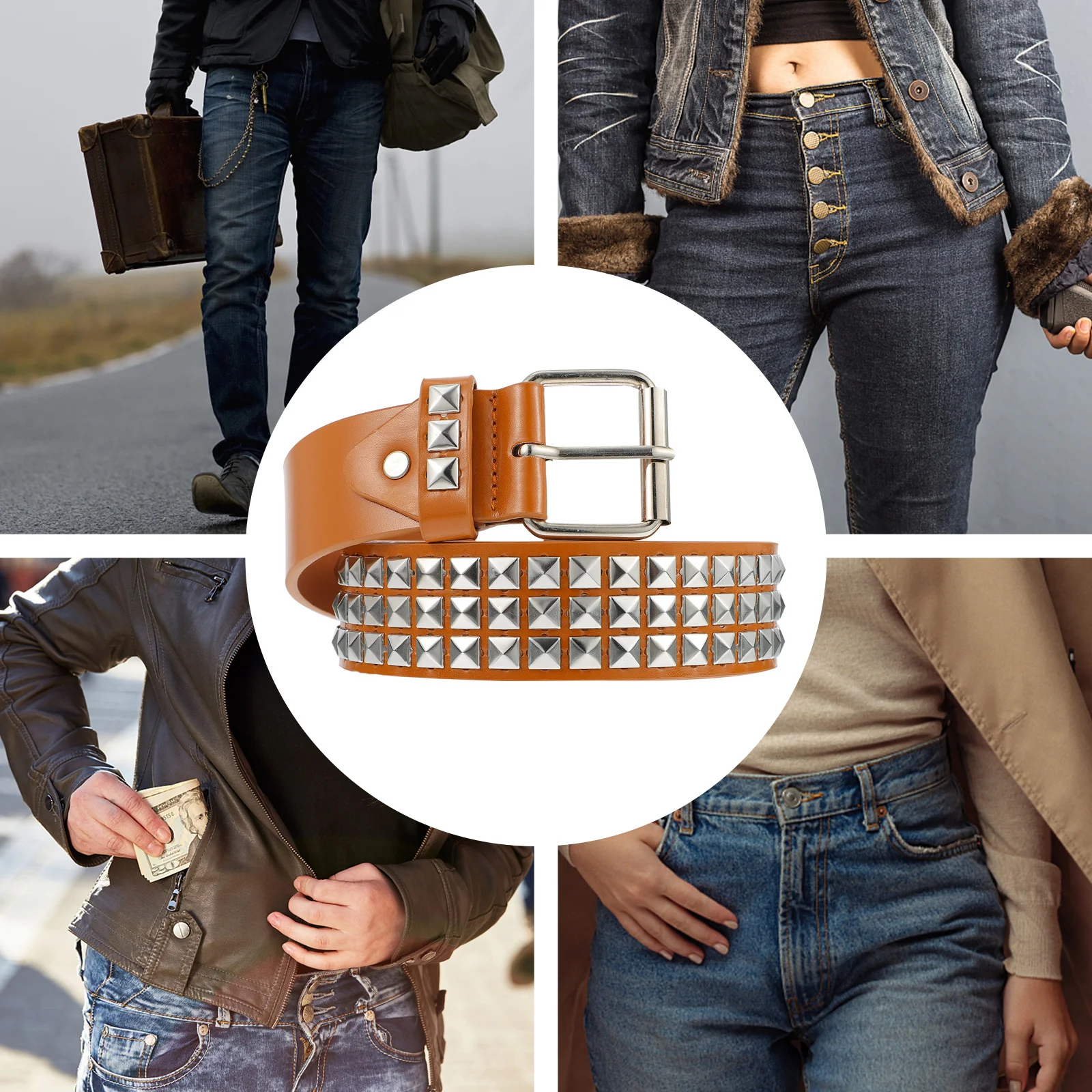 1 قطعة حزام برشام ممتاز من البولي يوريثان حزام خصر أنيق شريط مزخرف أنيق محمول هدية طويلة الأمد للأصدقاء والعائلة يوميًا #6