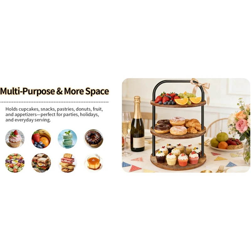 ABLN-Wooden Cupcake Stand Dessert Table Display Cupcake Tower Tiered Tray Stand Cupcake Tower Dessert Table Display - view 4