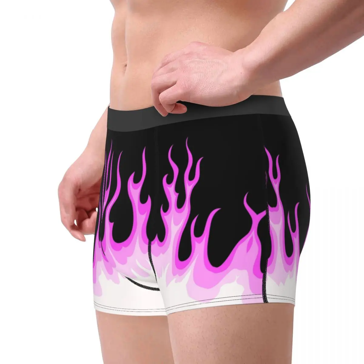 Homens Custom Pink Hot Fire Racing Chamas Boxers, Roupa Interior Engraçada, Cuecas, Cuecas, Boxers Shorts