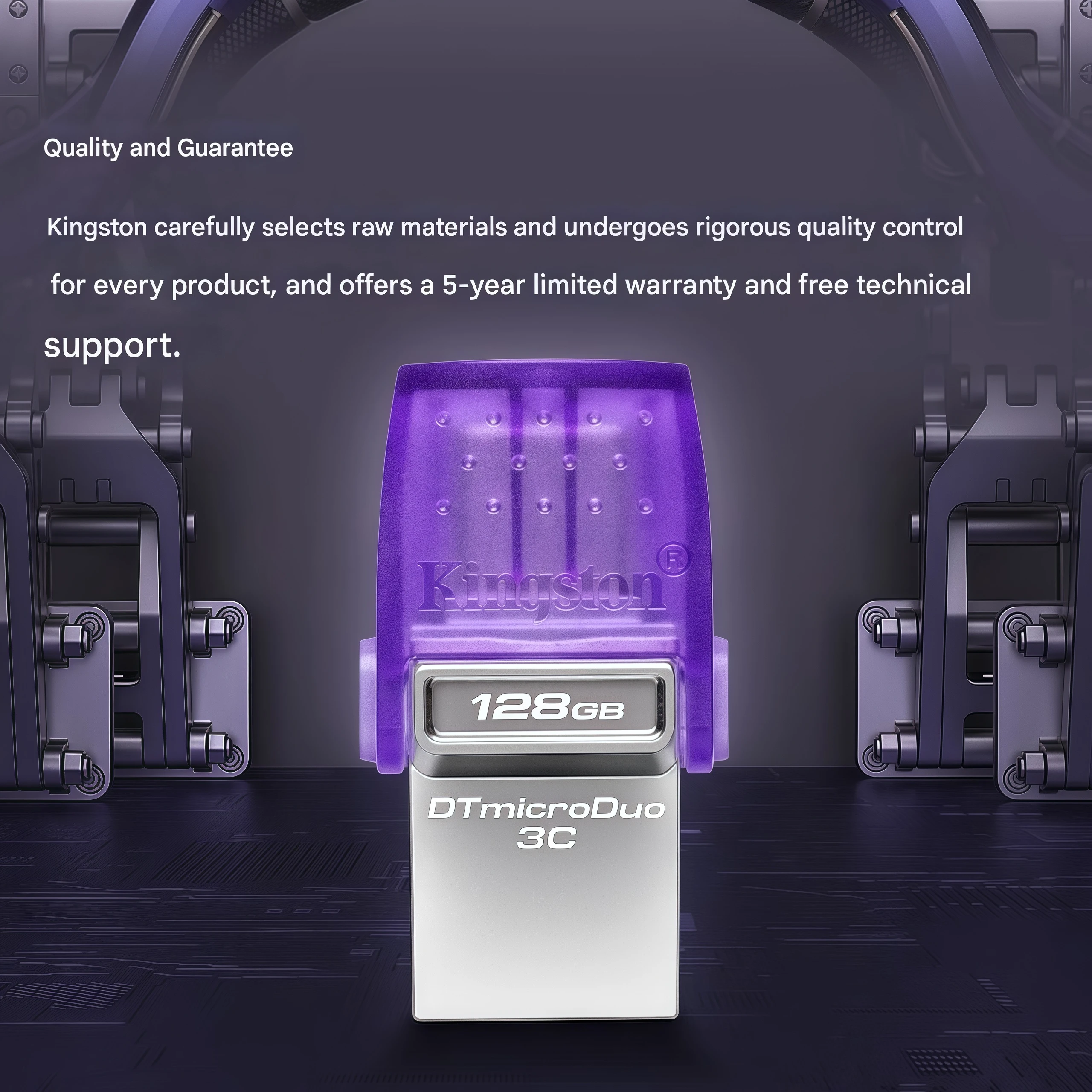 Kingston Type-C USB 3.2 واجهة مزدوجة للهواتف المحمولة وأجهزة الكمبيوتر ومحركات الأقراص الفلاش، 200 ميجابايت/ثانية، لنظام Android وApple