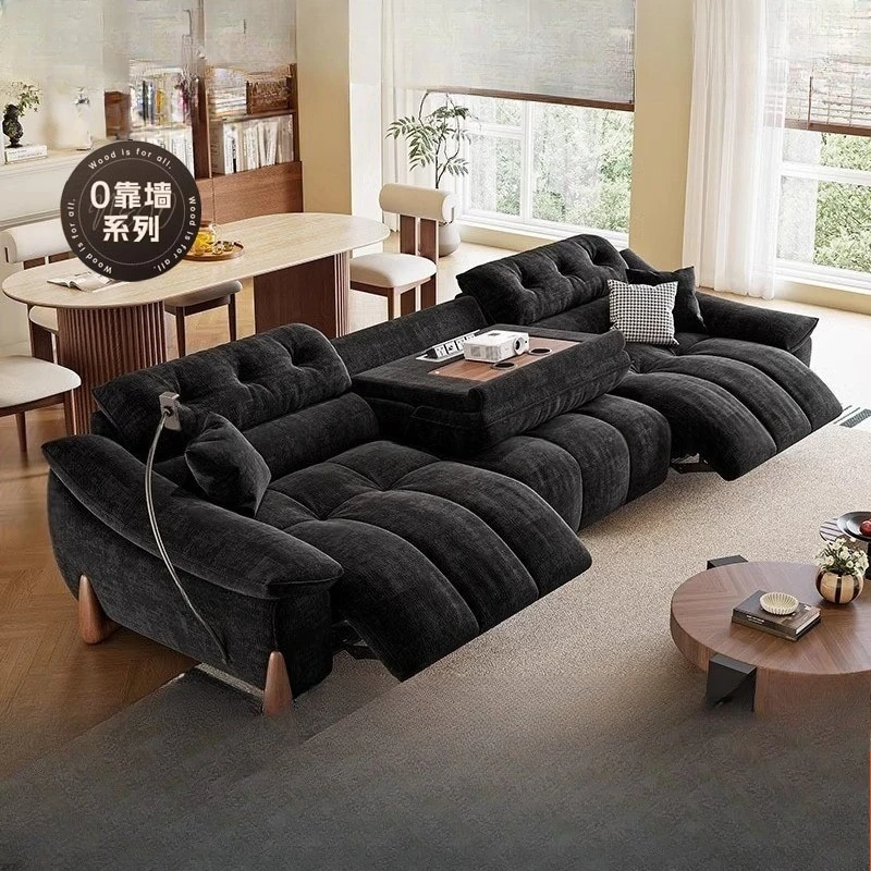 Cream snow Neil multi-functional sofa, electrically adjustable size apartment retro zero wall fleece fabric sofa