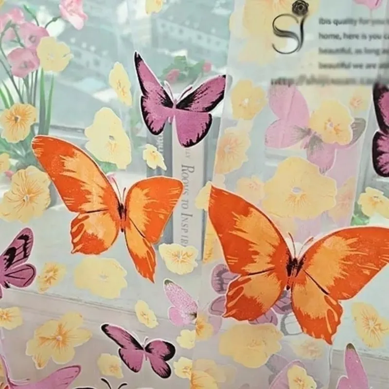 1PC Rod Pocket New Beautiful Window Curtain Large Butterfly Print Screens