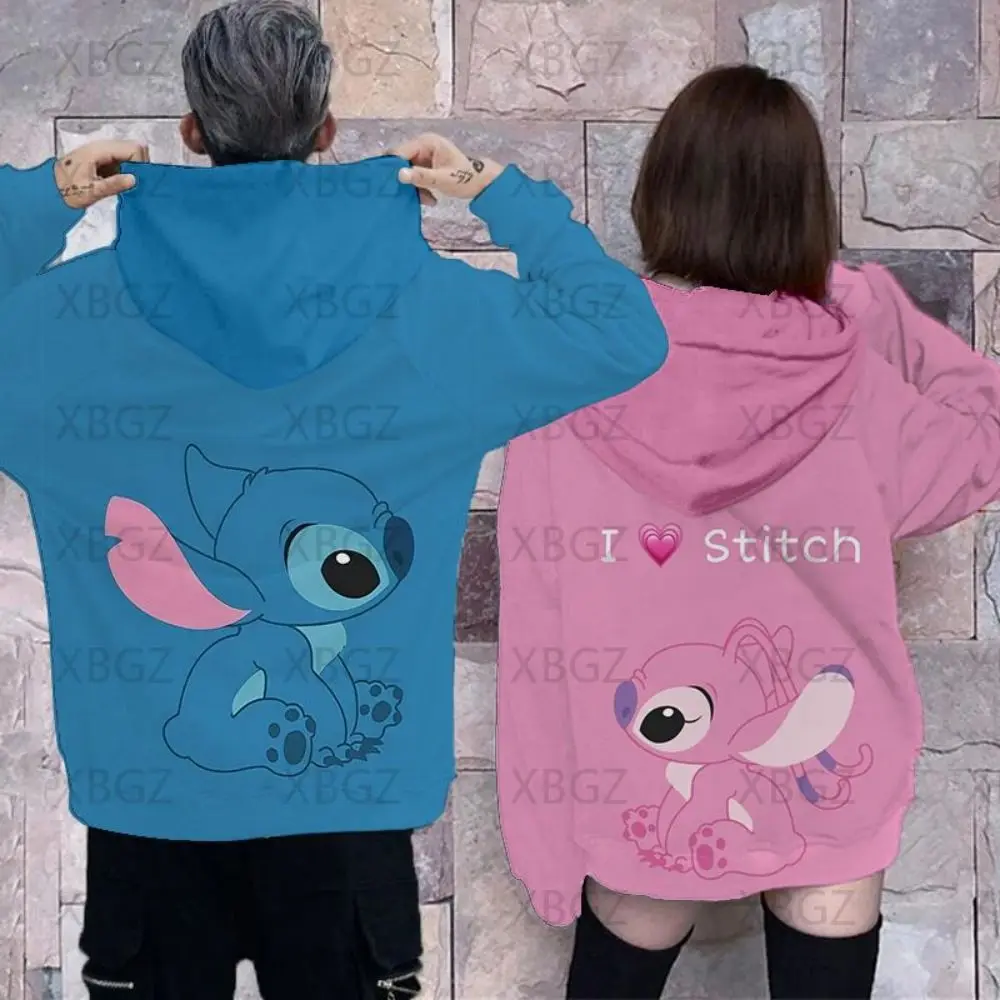 Disney Stitch Sweatshirt Wanita 2022 Kaus Pria Mode Y2k Hoodie Anak-anak Pakaian Pasangan Wanita Hoodie Print Stitch