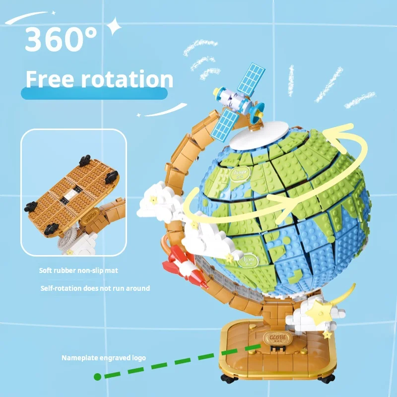 Earth Globe Modular Building Blocks Expert Globe Model Educational Assembly Toys Bricks Cartoon Toys DIY For Kid Gift