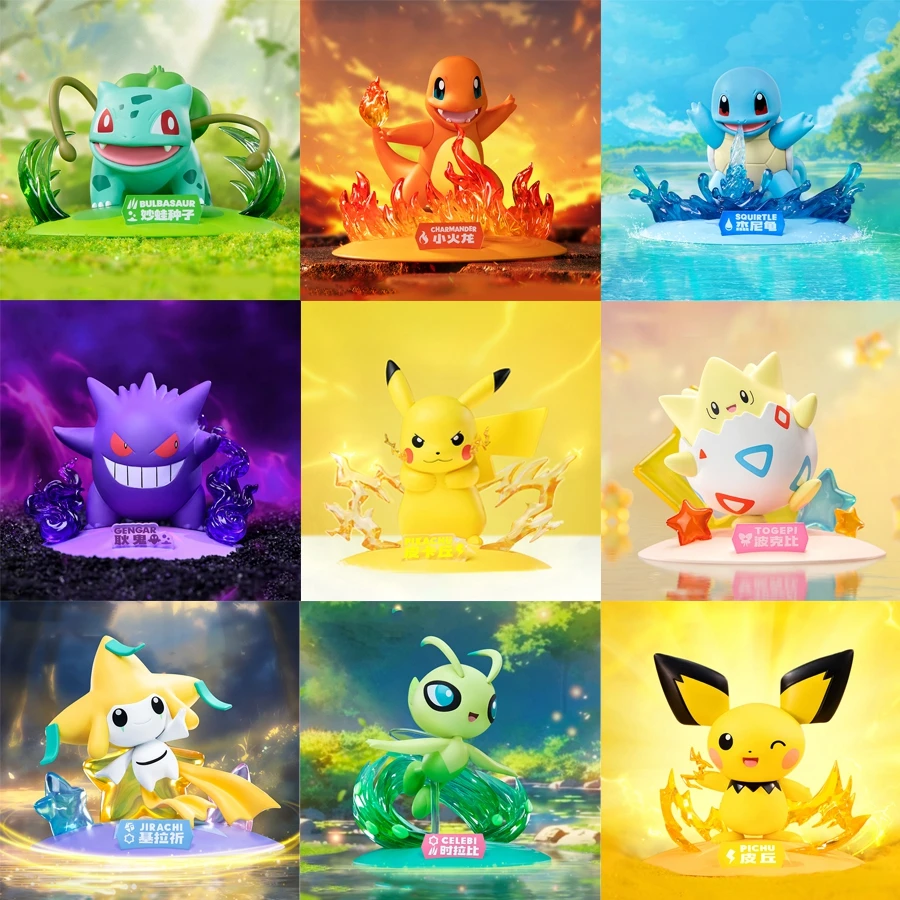 1/3/6 Uds Pokémon caja ciega 10cm versión Q Pikachu figura de acción Gengar estatuilla colección modelo juguetes Halloween regalos de navidad