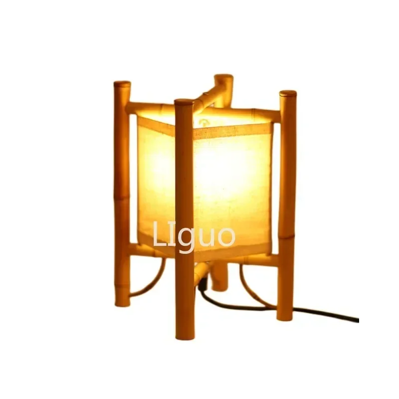 Vintage Design Bamboo Floor Lamp Standing Japan Style Bamboo Light Fixtures Night Stand Lamps for Living Room Modern E27 Bulb