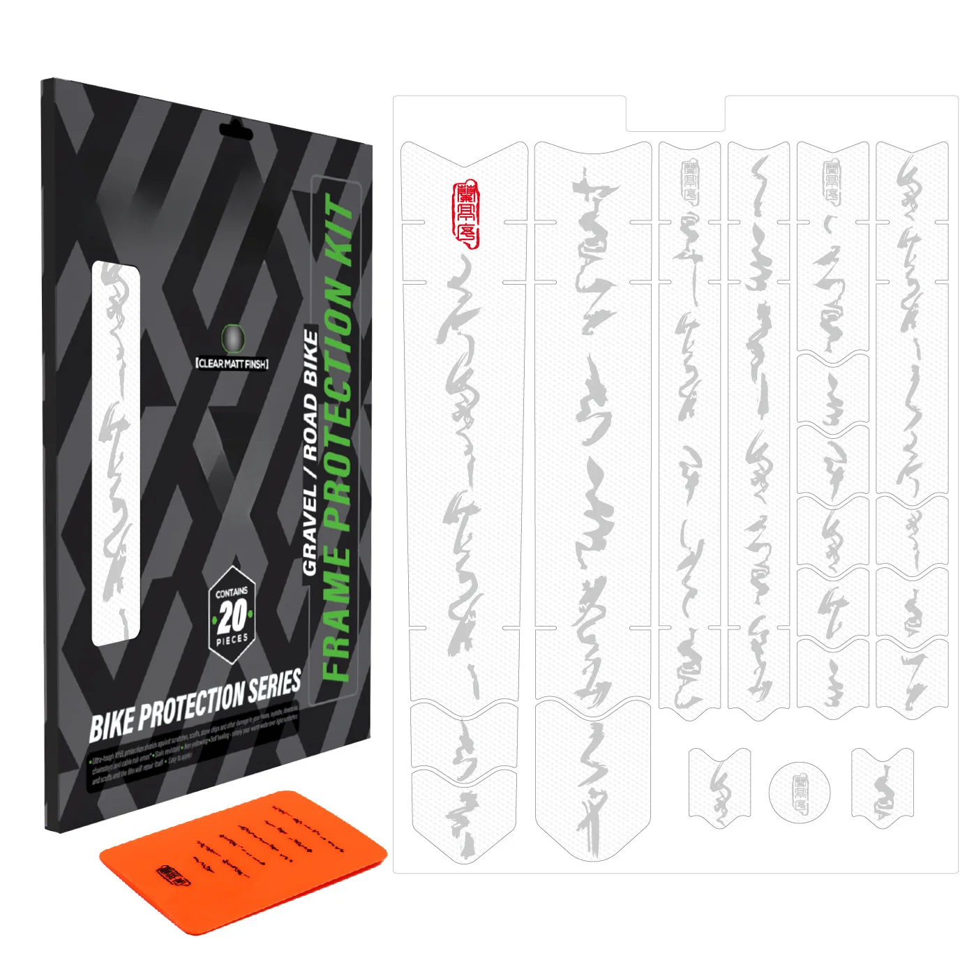 Frame Protection Tape for Road and For Gravel Bicycles - High Strength Polymer Film Designed to Fit Common Frame Tube Dimensions