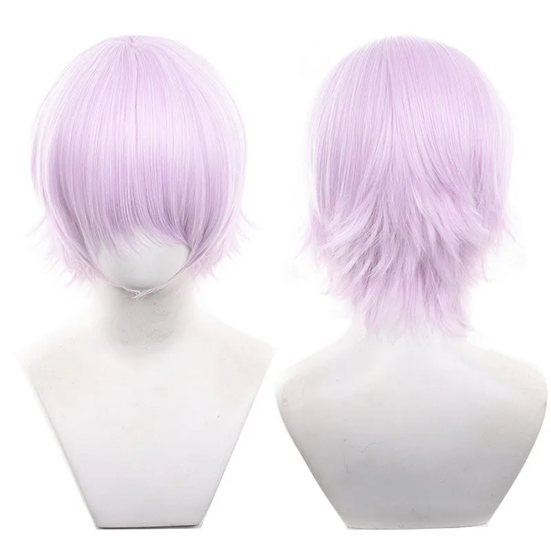 16 لون الاصطناعية قصيرة مستقيم شعر مستعار تأثيري رقيق الطبقات مقاومة للحرارة الشعر أنيمي الباروكات هالوين لعب الأدوار