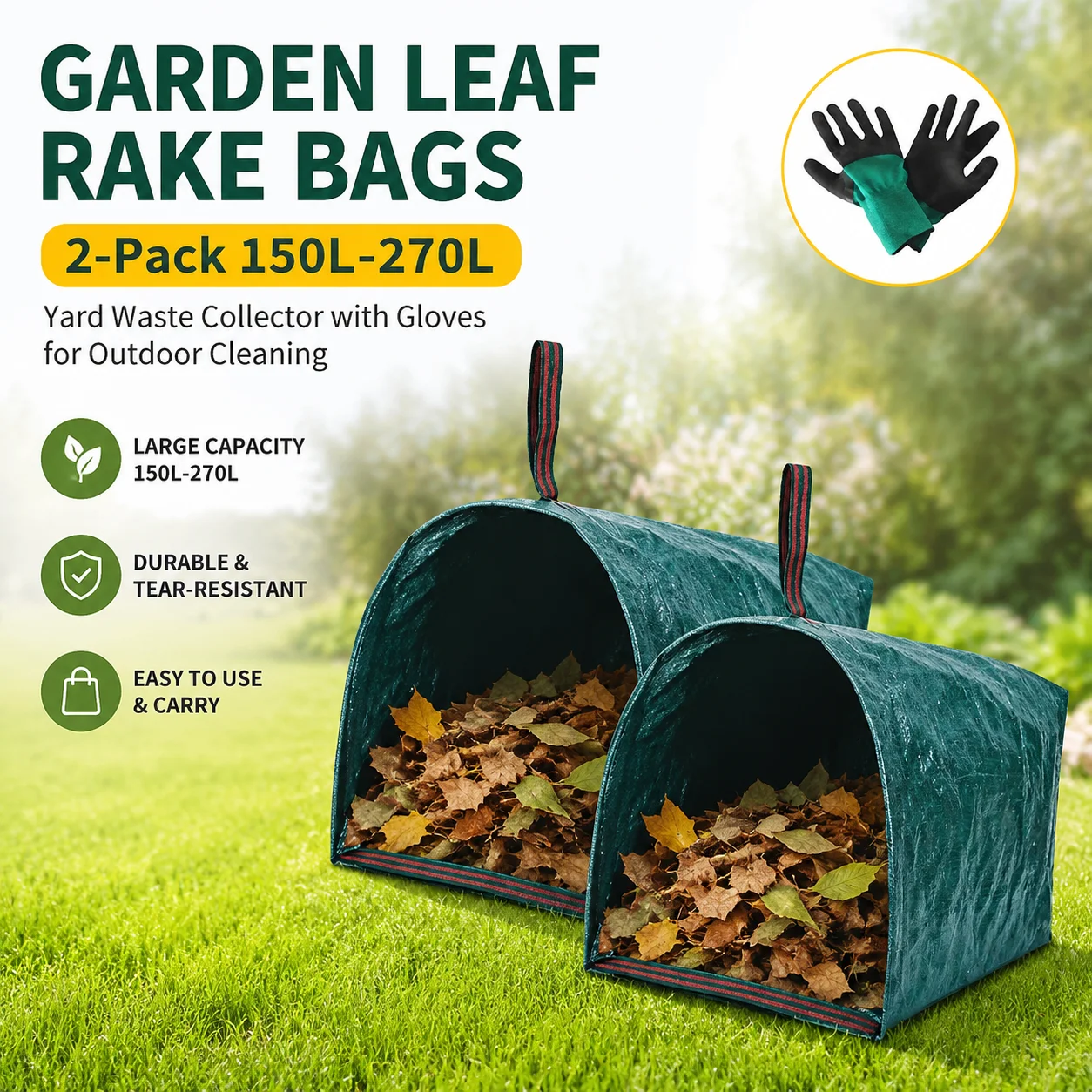 Dustpan Garden Waste Bag Waterproof Large Capacity Foldable Leaf Collector Reusable Lawn Trash Sac Outdoor Yard Compost Bin New