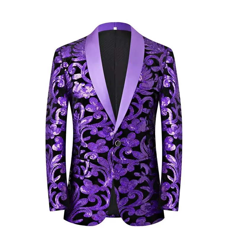 

Men's Suit Jackets High Quality Formal Banquet Prom Glitter Sequins Velvet Blazers Tuxedo Coat Singer Host Stage Performance