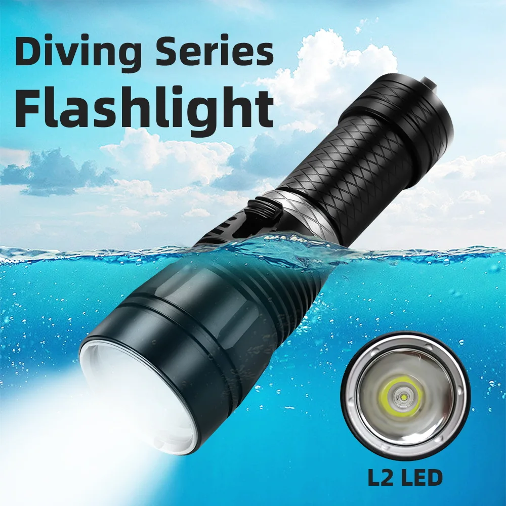 

L2 Diving Flashlight T6 Strong Light Deep Sea Filling Light Magnetic Control Waterproof Remote Shooting Aluminum Alloy 26650