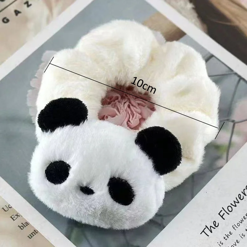 لطيف أفخم الباندا جرو العلاقات الشعر الخريف الشتاء رقيق الكرتون الحيوان ذيل حصان مرونة العصابات الشعر عصابات رأس الحفلات اكسسوارات