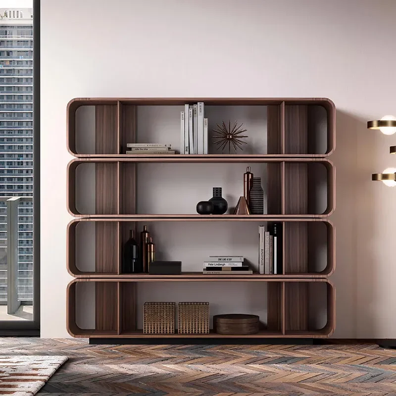 Italian light luxury solid wood bookcase simple study multi-layer large-capacity bookshelf locker living room double-sided
