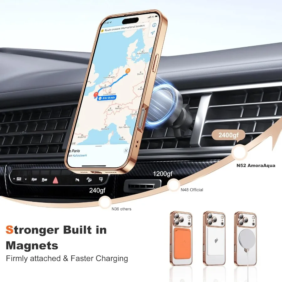 360도 회전 마그네틱 링 스탠드 아이폰 17 프로 케이스 호환 마그세이프 지원 풀 카메라 렌즈 보호 투명 보호 케이스