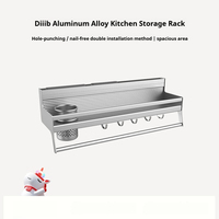 Diiib Wall-Mounted Kitchen Storage Rack No-Drill Aluminum Alloy Stainless Steel Drainage Knife Rack Chopsticks Holder