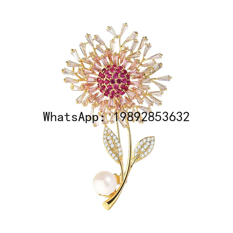 

PYJ luxury zircon sunflower corsage personalized atmosphere copper gold-plated plant brooch